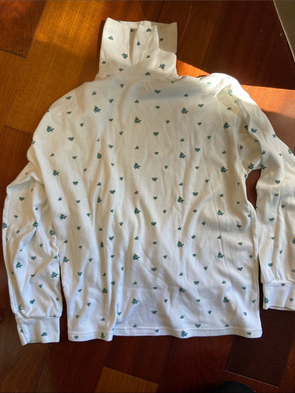 Vintage 90s Turtleneck Shirt with Christmas Tree Print Fits Like Lg